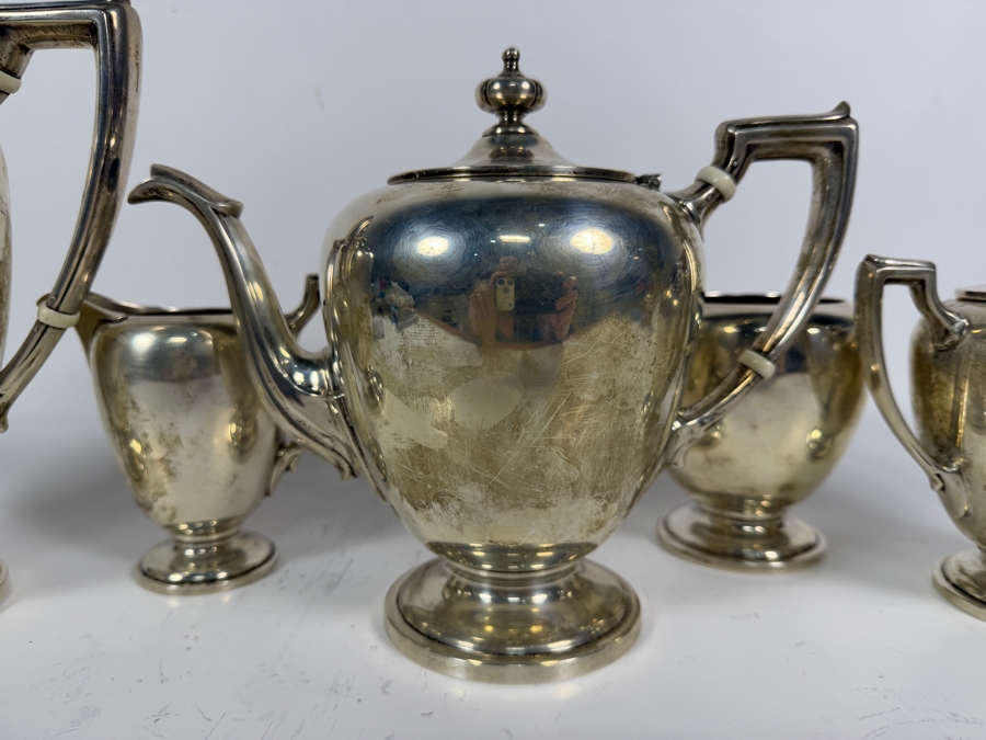 Vintage Sterling Silver Reed & Barton 5-Piece Tea and Coffee Service Set 2,366g (Silver Melt Value $4,574) [Photo 4]