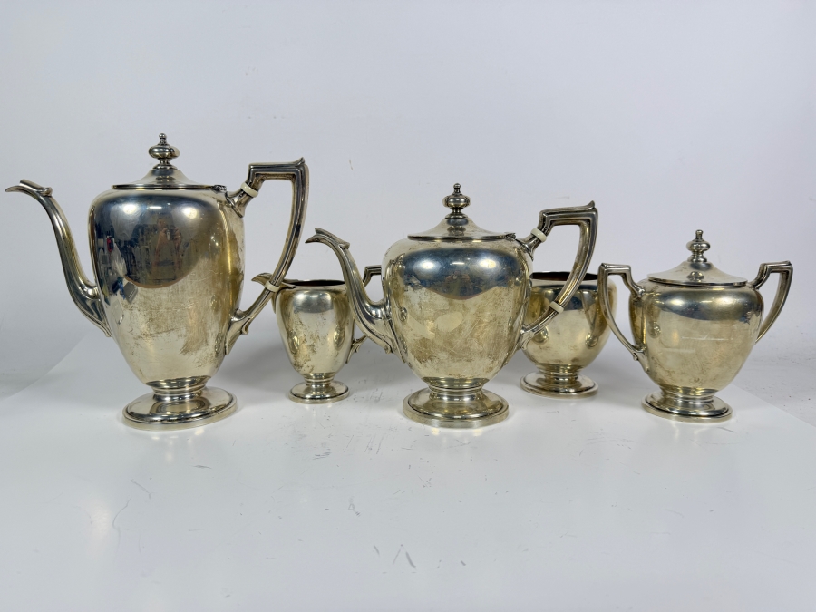 Vintage Sterling Silver Reed & Barton 5-Piece Tea and Coffee Service Set 2,366g (Silver Melt Value $4,574) [Photo 2]