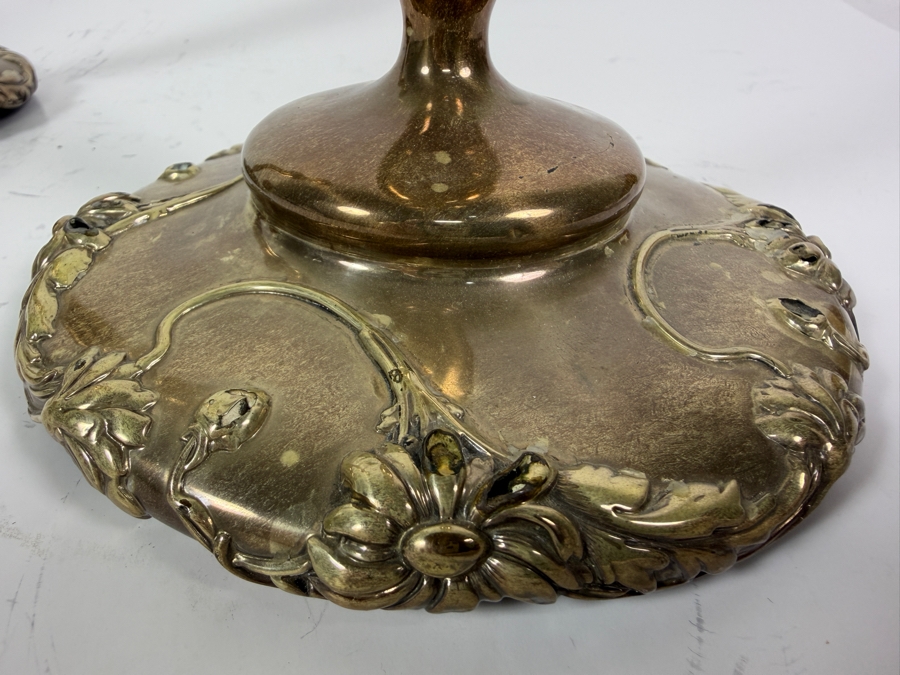 Stunning Pair of Sterling Silver Art Nouveau Alvin Candlesticks 11'H 843.3g (Silver Melt Value $1,630) [Photo 4]
