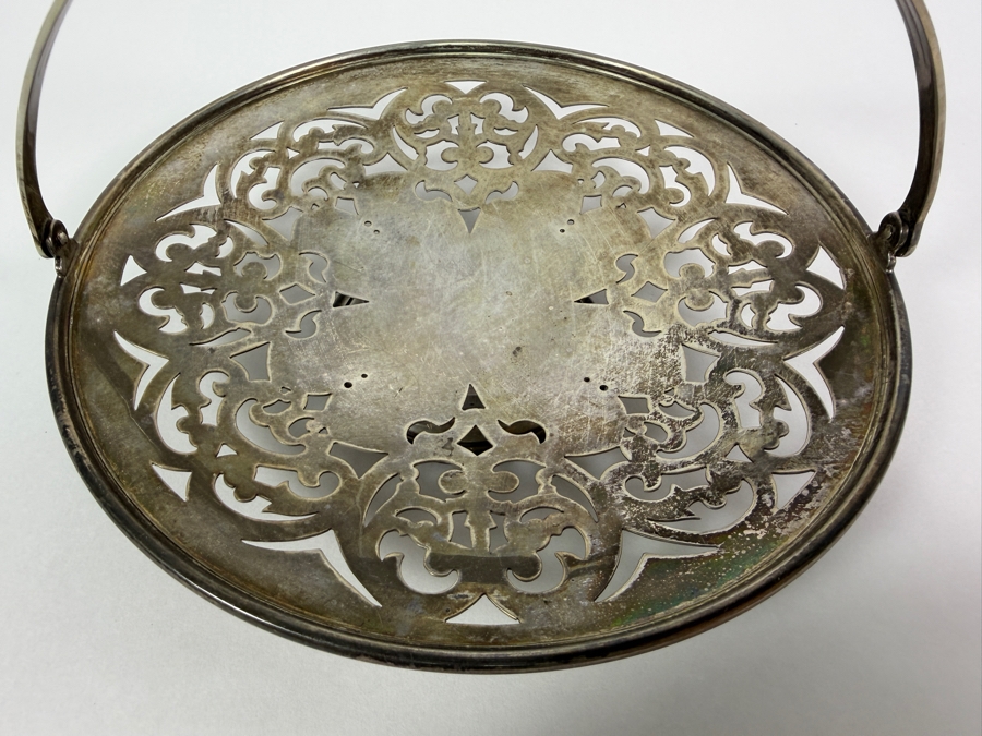 Antique English Pierced Sterling Silver Footed Basket with English Silver Hallmarks 7'W X 5'H 223.4g (Silver Melt Value $432) [Photo 4]