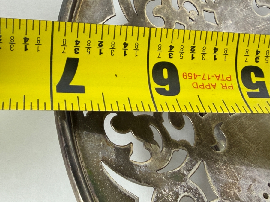 Antique English Pierced Sterling Silver Footed Basket with English Silver Hallmarks 7'W X 5'H 223.4g (Silver Melt Value $432) [Photo 10]