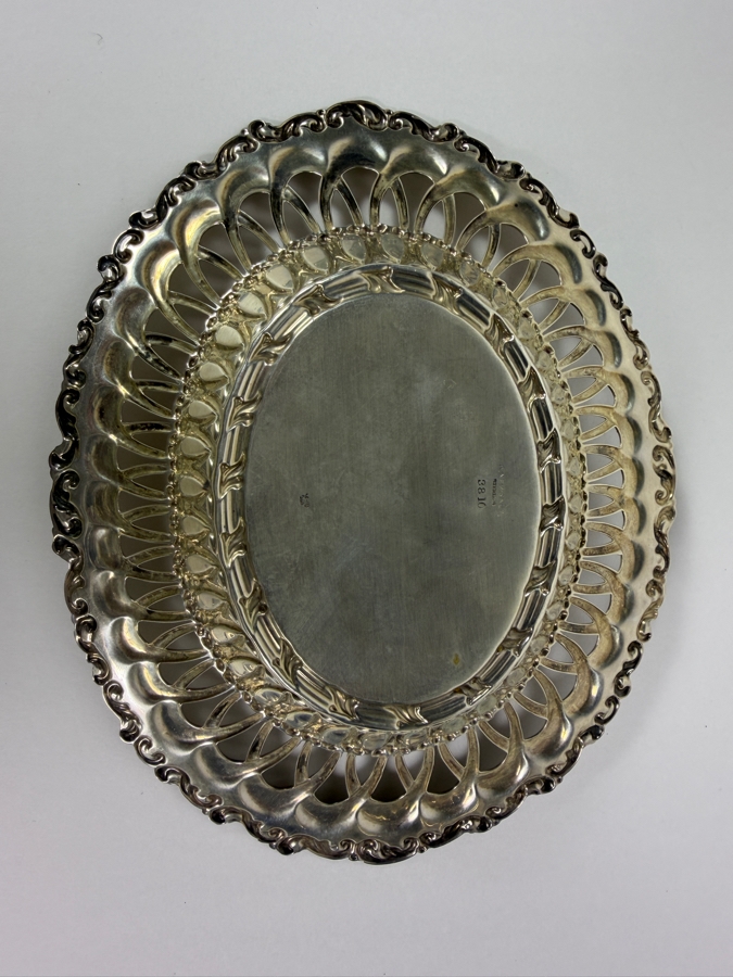 Stunning Antique Adolph Newsalt (A. Newsalt) American Sterling Silver Pierced Fruit Basket Bowl 8.25W X 6.25D X 2H 142.6g (Silver Melt Value $276) [Photo 7]