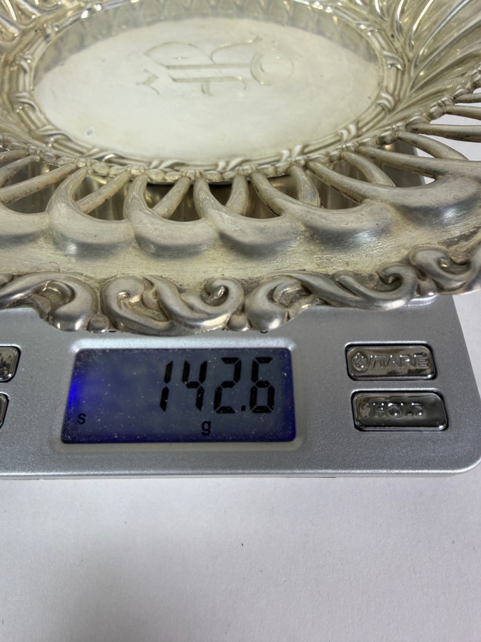 Stunning Antique Adolph Newsalt (A. Newsalt) American Sterling Silver Pierced Fruit Basket Bowl 8.25W X 6.25D X 2H 142.6g (Silver Melt Value $276) [Photo 13]