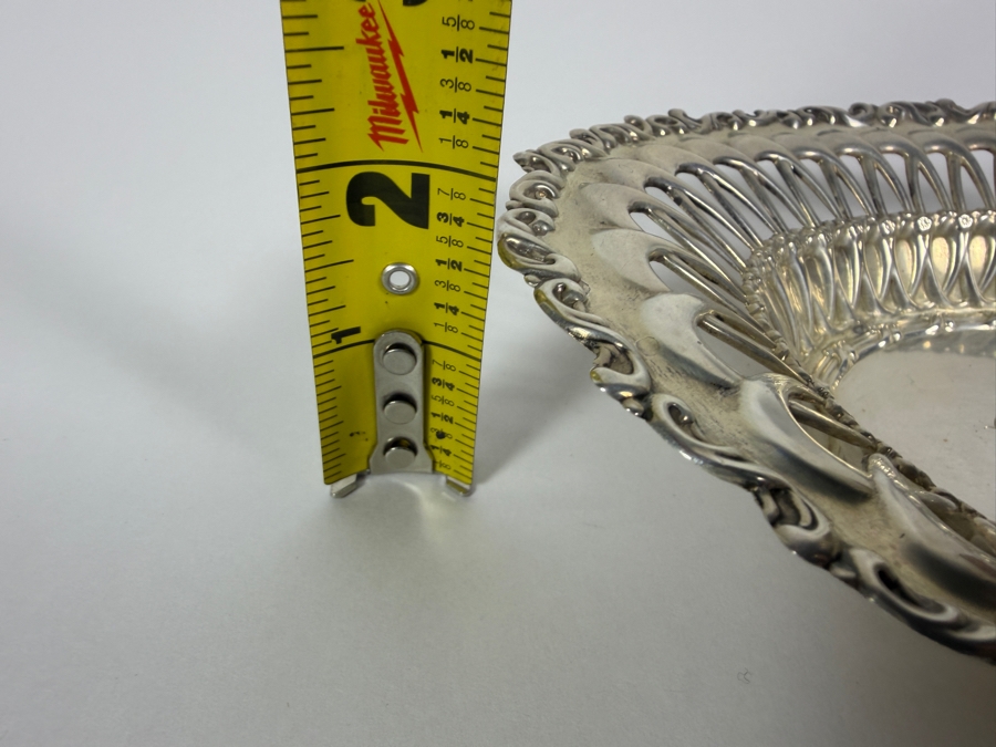 Stunning Antique Adolph Newsalt (A. Newsalt) American Sterling Silver Pierced Fruit Basket Bowl 8.25W X 6.25D X 2H 142.6g (Silver Melt Value $276) [Photo 12]