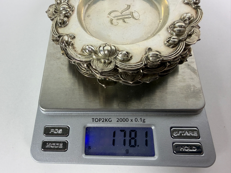 (6) Antique Sterling Silver Art Nouveau William B. Kerr & Co. of Newark, New Jersey Dishes 3 3/8'W 178.1g (Silver Melt Value $344) [Photo 12]