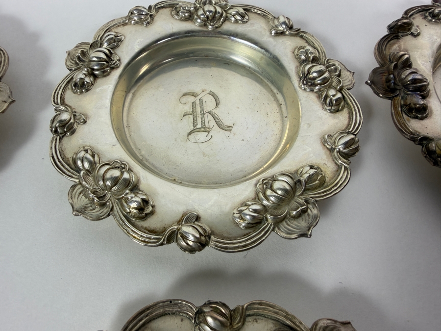(6) Antique Sterling Silver Art Nouveau William B. Kerr & Co. of Newark, New Jersey Dishes 3 3/8'W 178.1g (Silver Melt Value $344) [Photo 6]