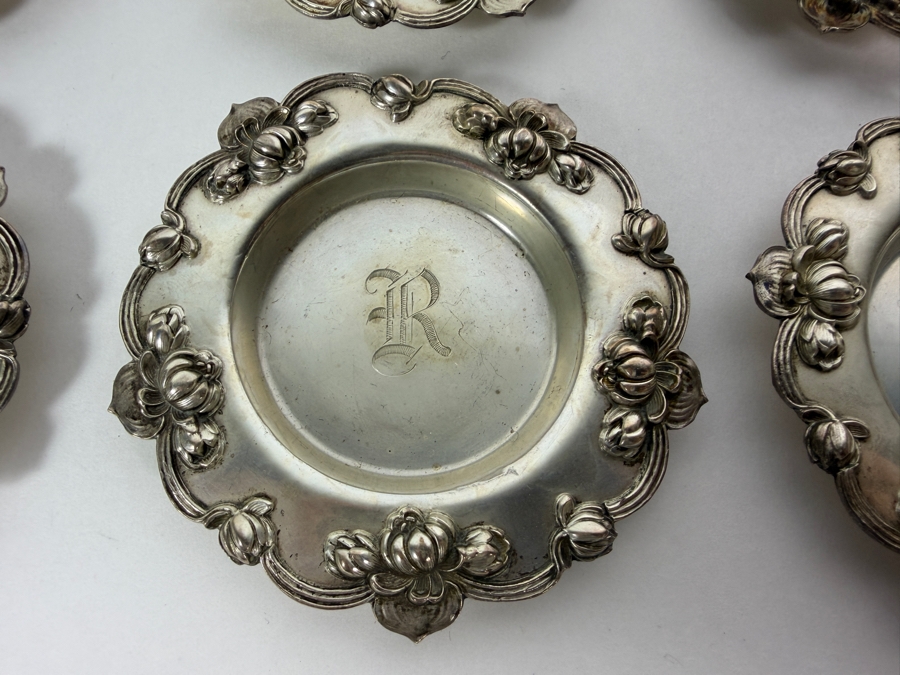 (6) Antique Sterling Silver Art Nouveau William B. Kerr & Co. of Newark, New Jersey Dishes 3 3/8'W 178.1g (Silver Melt Value $344) [Photo 3]