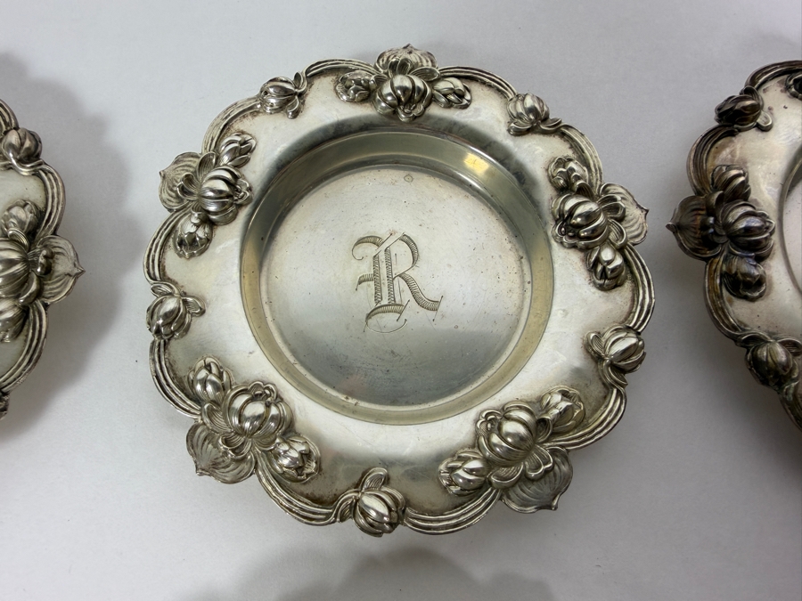 (6) Antique Sterling Silver Art Nouveau William B. Kerr & Co. of Newark, New Jersey Dishes 3 3/8'W 178.1g (Silver Melt Value $344) [Photo 4]
