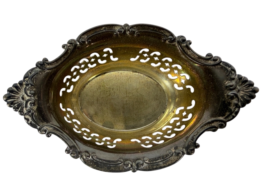 Antique Sterling Silver Adolph Newsalt (A. Newsalt) English Hallmarked Pierced Nut Dish 3.75W X 2.5D X 1.25H 25.6g (Silver Melt Value $49)
