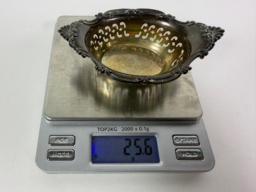 Antique Sterling Silver Adolph Newsalt (A. Newsalt) English Hallmarked Pierced Nut Dish 3.75W X 2.5D X 1.25H 25.6g (Silver Melt Value $49)
 [Photo 10]