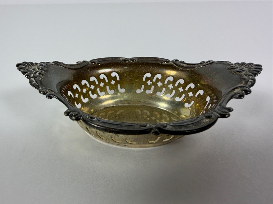 Antique Sterling Silver Adolph Newsalt (A. Newsalt) English Hallmarked Pierced Nut Dish 3.75W X 2.5D X 1.25H 25.6g (Silver Melt Value $49)
 [Photo 4]