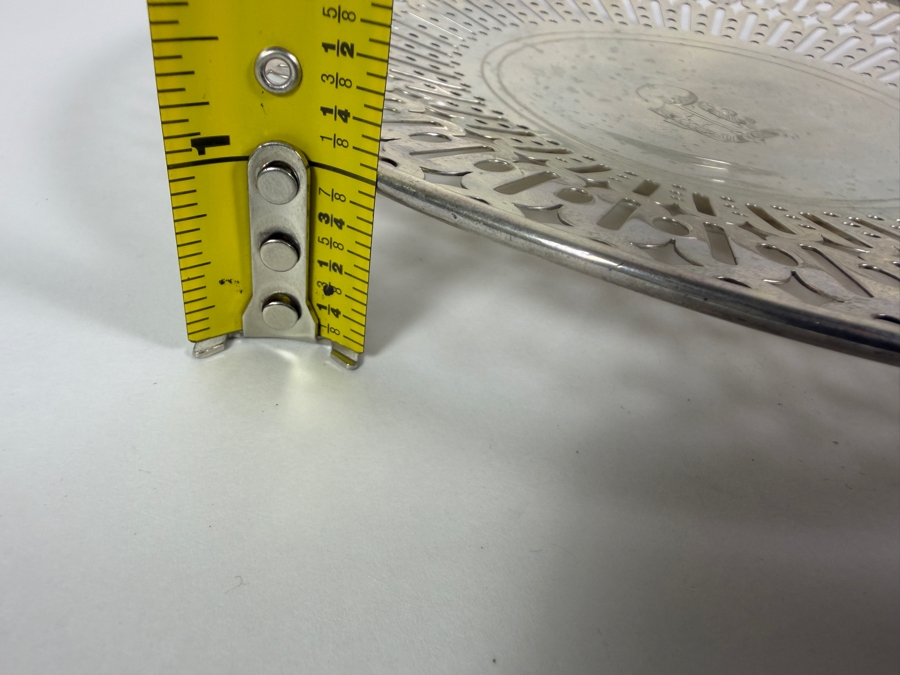 English Sterling Silver Pierced Serving Plate 9.5'W X 1'H 305.3g (Silver Melt Value $590) [Photo 9]