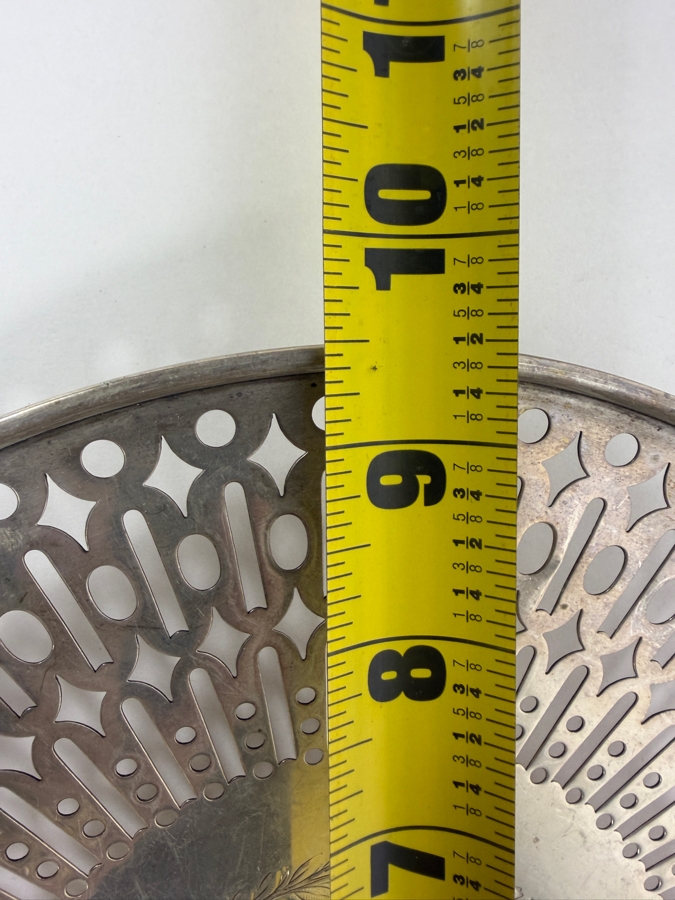 Antique Sterling Silver Adolph Newsalt (A. Newsalt) Pierced Serving Plate 9.5'W X 0.75'H 236.8g (Silver Melt Value $458) [Photo 10]