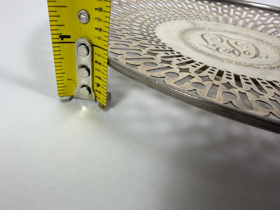 Antique Sterling Silver Adolph Newsalt (A. Newsalt) Pierced Serving Plate 9.5'W X 0.75'H 236.8g (Silver Melt Value $458) [Photo 11]