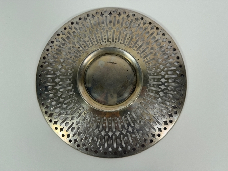 Antique Sterling Silver Adolph Newsalt (A. Newsalt) Pierced Serving Plate 9.5'W X 0.75'H 236.8g (Silver Melt Value $458) [Photo 5]