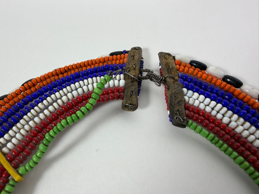 (2) Traditional Maasai Handcrafted Multicolored Beaded Collar Necklaces And (1) Bracelet Jewelry [Photo 7]