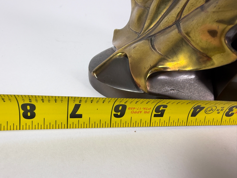 Pair Of Vintage PM Craftsman Brass Plated Maple Leaf Bookends Model 99B Made In USA 6.5'H [Photo 6]
