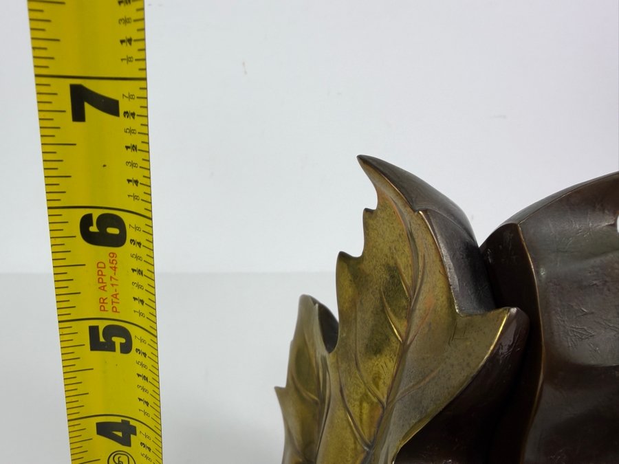 Pair Of Vintage PM Craftsman Brass Plated Maple Leaf Bookends Model 99B Made In USA 6.5'H [Photo 7]