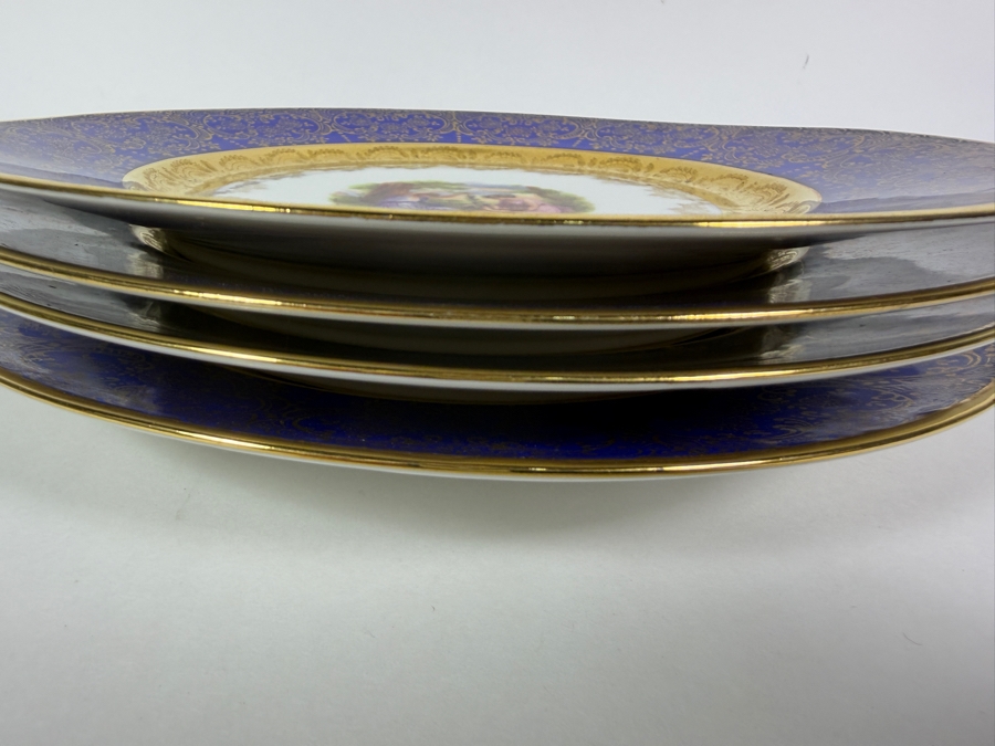 (4) Vintage Vignaud Limoges France Cobalt Blue And 22 Karat Gold Cabinet Plates [Photo 7]
