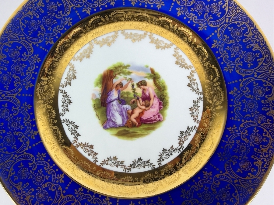 (4) Vintage Vignaud Limoges France Cobalt Blue And 22 Karat Gold Cabinet Plates [Photo 2]