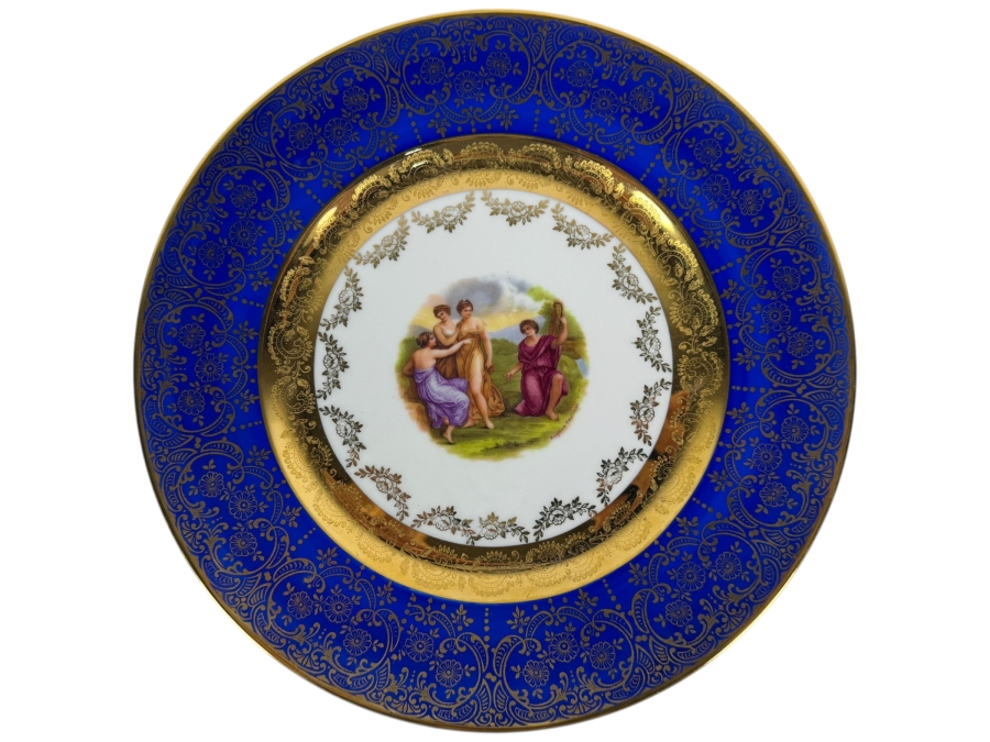 (6) Vintage Vignaud Limoges France Cobalt Blue And 22 Karat Gold Cabinet Plates 11'W