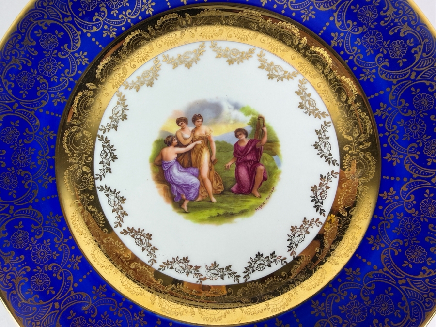 (6) Vintage Vignaud Limoges France Cobalt Blue And 22 Karat Gold Cabinet Plates 11'W [Photo 2]
