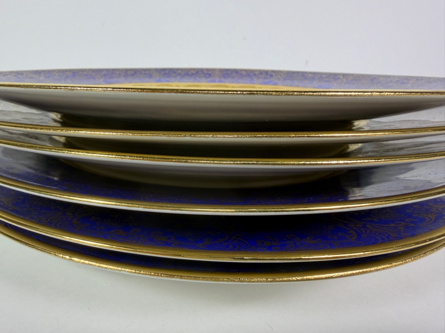 (6) Vintage Vignaud Limoges France Cobalt Blue And 22 Karat Gold Cabinet Plates 11'W [Photo 8]