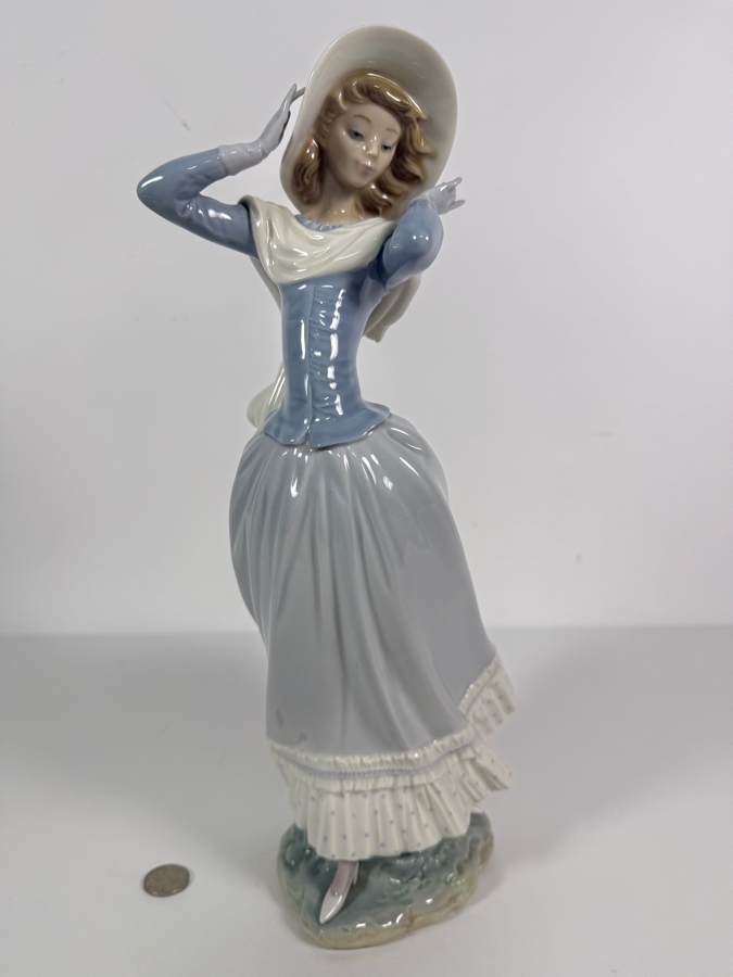 Vintage Lladro Spring Breeze Glossy Porcelain Lady Figurine Model 4936 14'H [Photo 5]