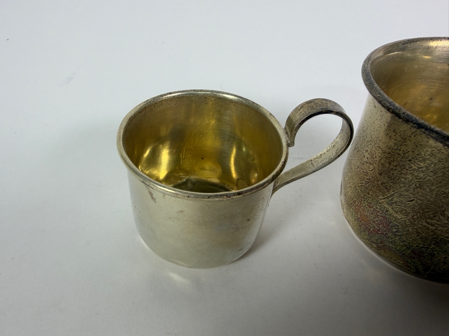 Pair of Child's Sterling Silver Baby Cups and Sterling Silver Napkin Ring 103.2g (Silver Melt Value $200) [Photo 4]