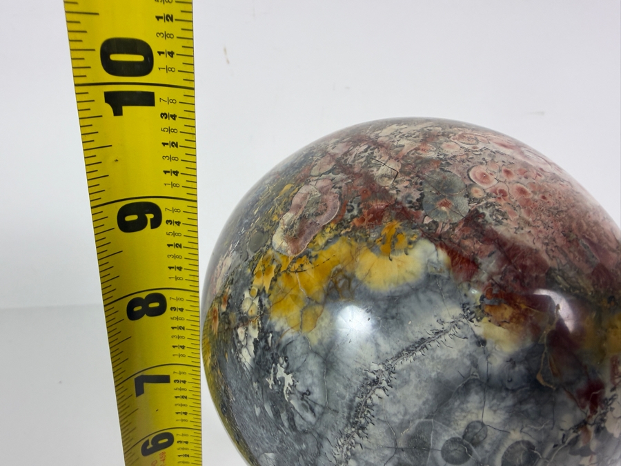 Large Polished Madagascar Ocean Jasper Polished Crystal Sphere On Metal Tripod Stand 4'W X 9'H [Photo 10]