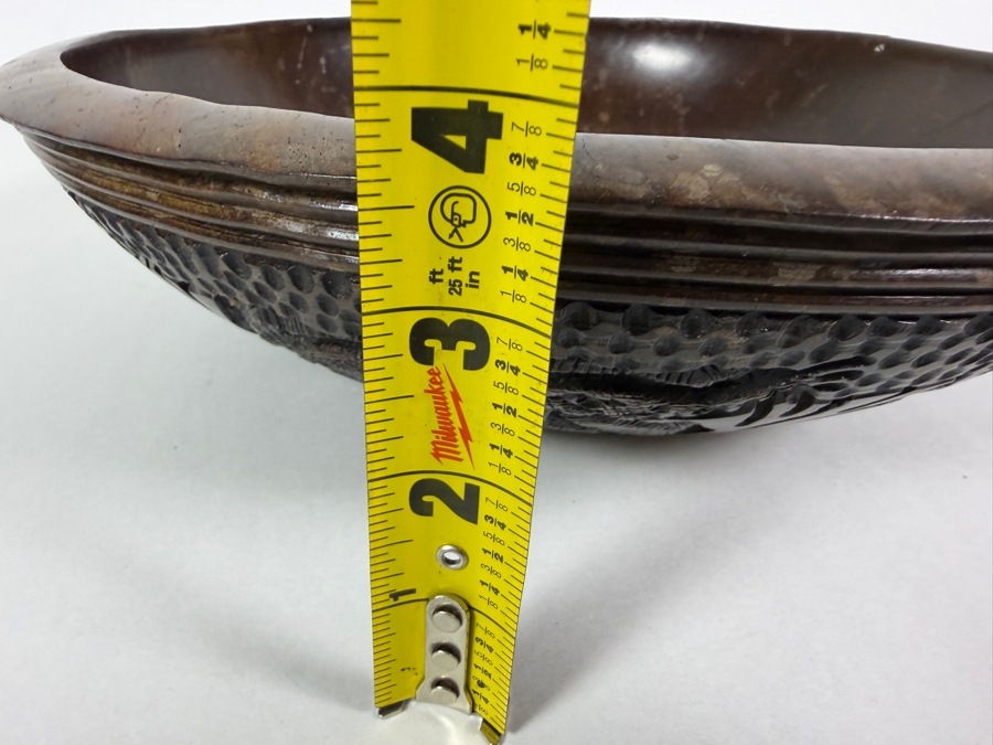 Vintage Hand Carved African Hardwood Safari Bowl Featuring Relief Wildlife Motifs 12'W X4'H [Photo 10]
