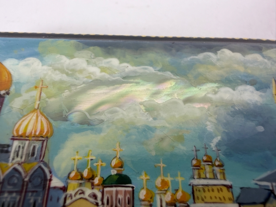 Vintage Fedoskino Russian Lacquer Box Bottom With Artist V Ivanov Signature And Title 4.5'W X 3.25'D X 1.25'H [Photo 2]