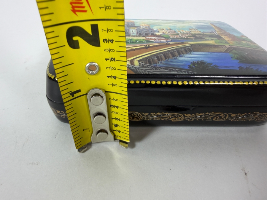Vintage Fedoskino Russian Lacquer Box Bottom With Artist V Ivanov Signature And Title 4.5'W X 3.25'D X 1.25'H [Photo 9]