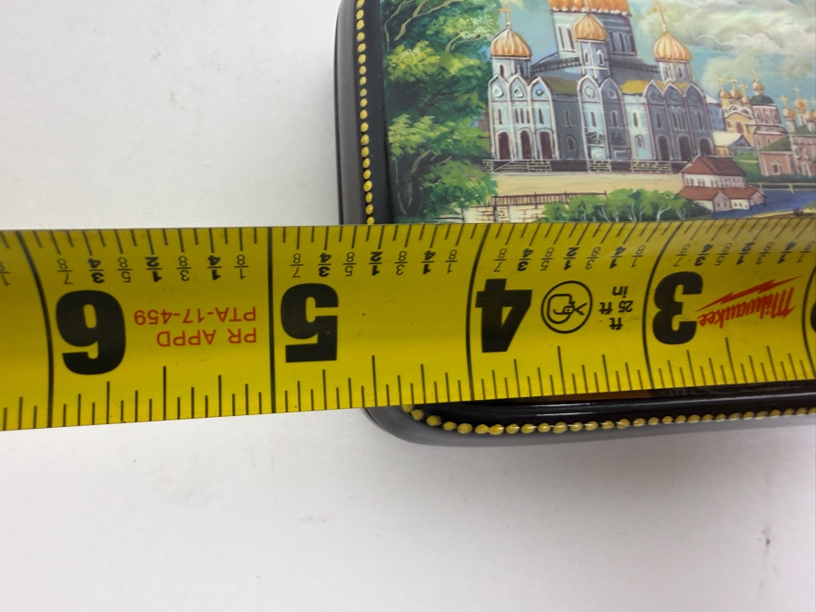 Vintage Fedoskino Russian Lacquer Box Bottom With Artist V Ivanov Signature And Title 4.5'W X 3.25'D X 1.25'H [Photo 7]