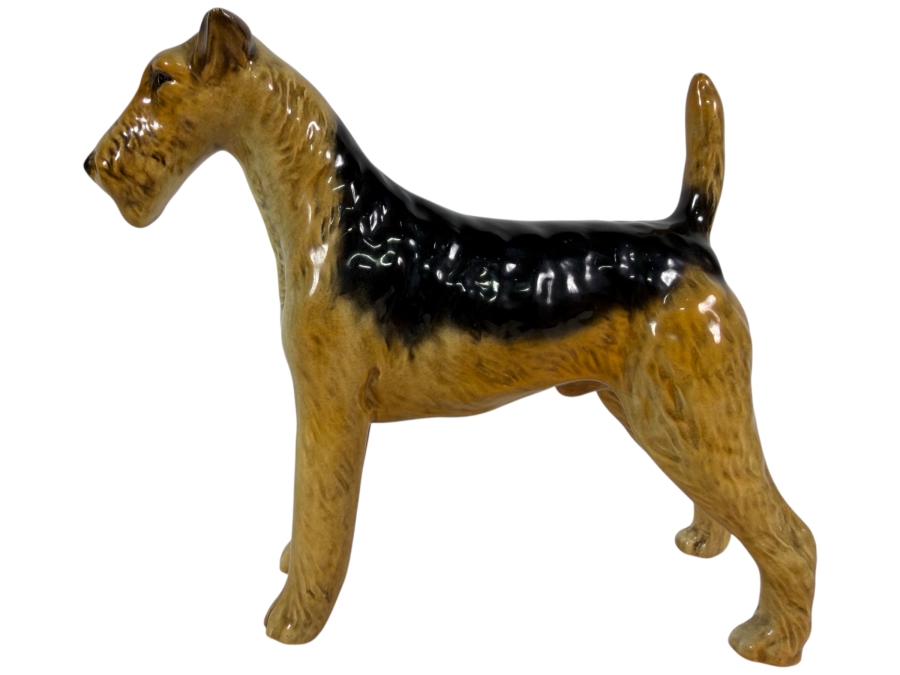 Vintage Beswick Porcelain Airedale Terrier Champion Cast Iron Monarch Figurine 7'W X 5.5'H