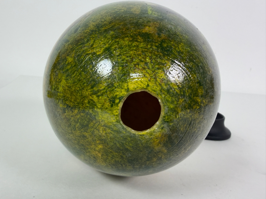 Decoupage African Ostrich Egg Shell Featuring Detailed Wildlife Elephant Motif On Stand 6.5'H [Photo 5]