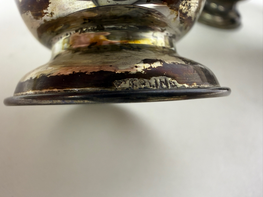 Vintage Sterling Silver Holders / Porcelain Demitasse Cups 2 5/8'H 88.5g Sterling Silver Weight (Silver Melt Value $171) [Photo 9]