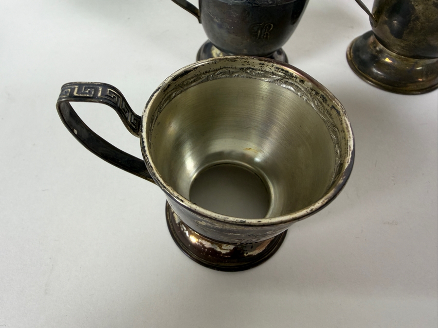 Vintage Sterling Silver Holders / Porcelain Demitasse Cups 2 5/8'H 88.5g Sterling Silver Weight (Silver Melt Value $171) [Photo 8]