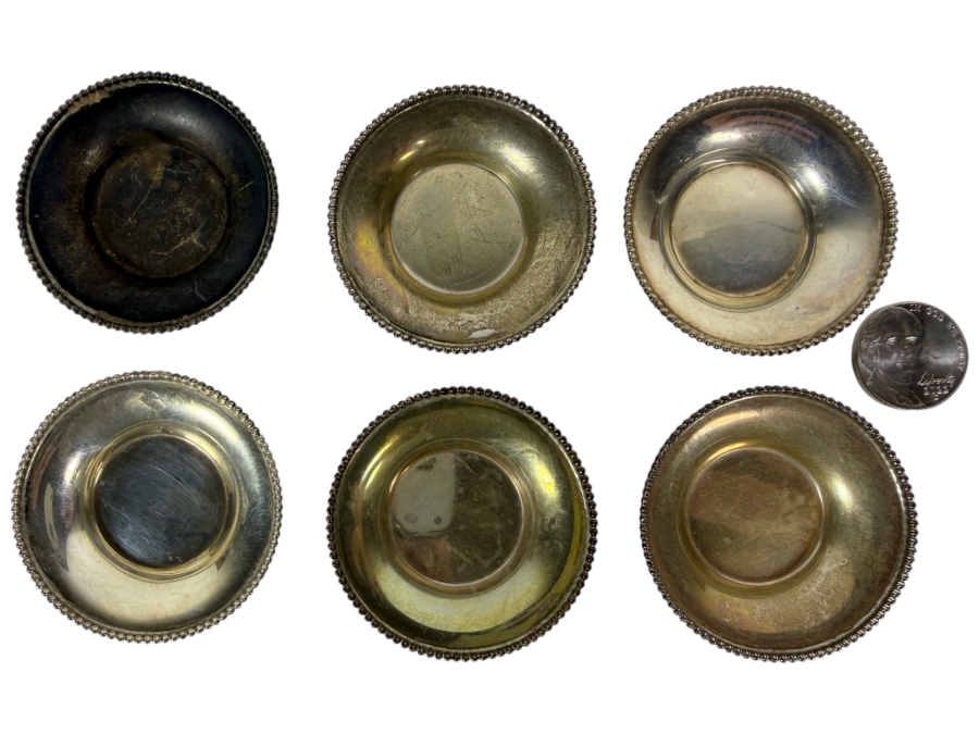 (6) 2' Round Sterling Silver Dishes 58.2g (Silver Melt Value $112)