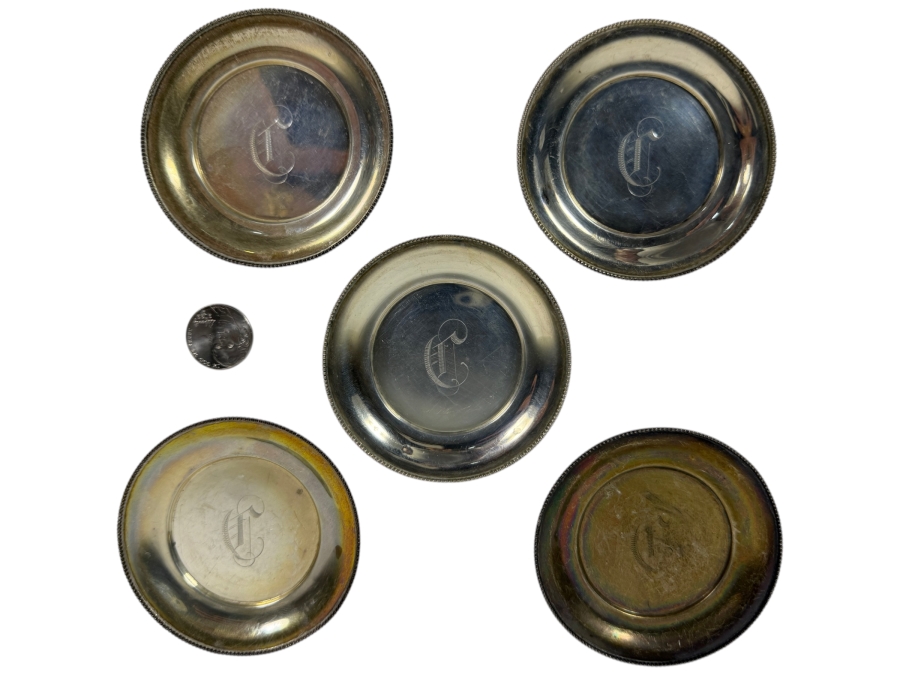 (5) 3' Round Sterling Silver Dishes 93.9g (Silver Melt Value $182)