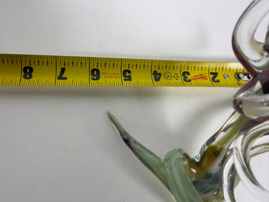 Hand Blown Art Glass Octopus Sculpture With Translucent Tentacles And Green Base 6'W X 5.25'H [Photo 8]