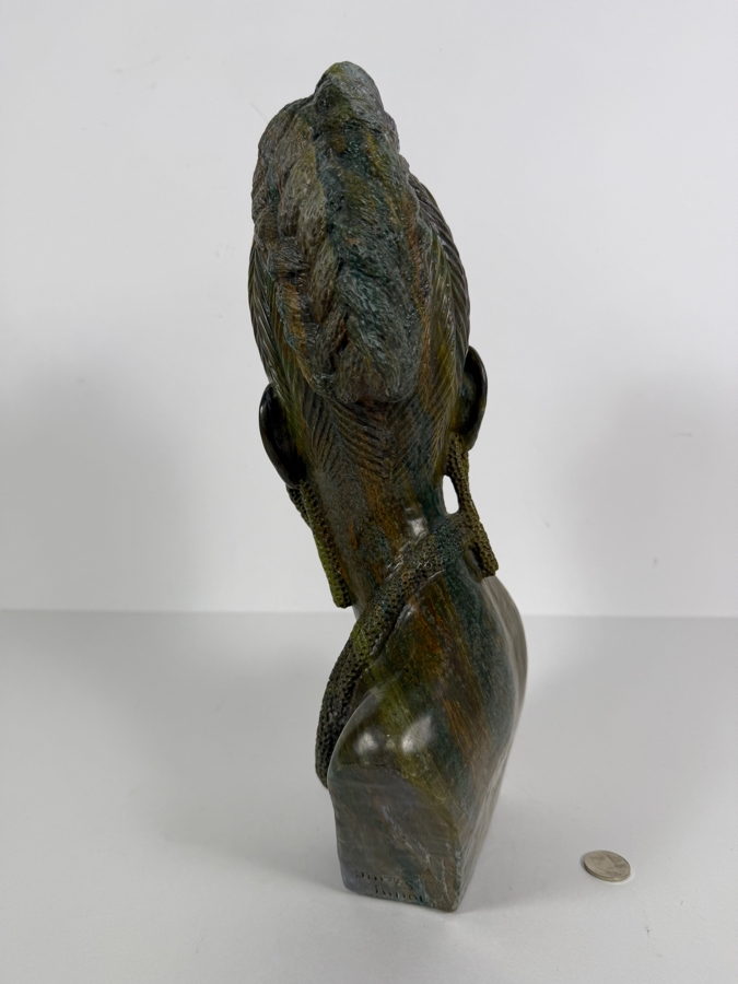 Impressive Signed James Tandi Hand Carved African Shona Verdite Stone Bust Sculpture 8'W X 5'D X 14'H [Photo 11]