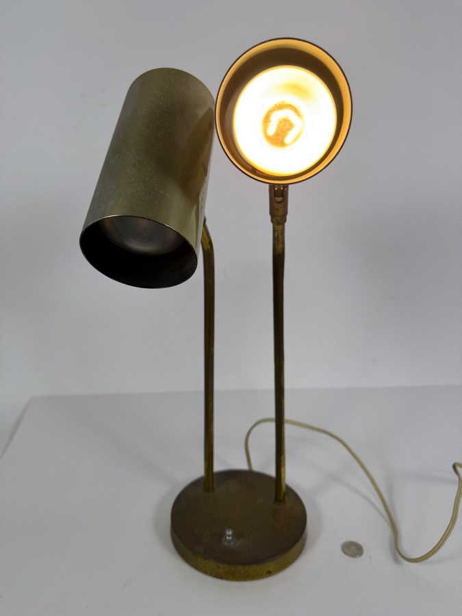 Vintage Koch And Lowy OMI Mid Century Modern Dual Cylinder Adjustable Brass Desk Lamp 18'H [Photo 10]