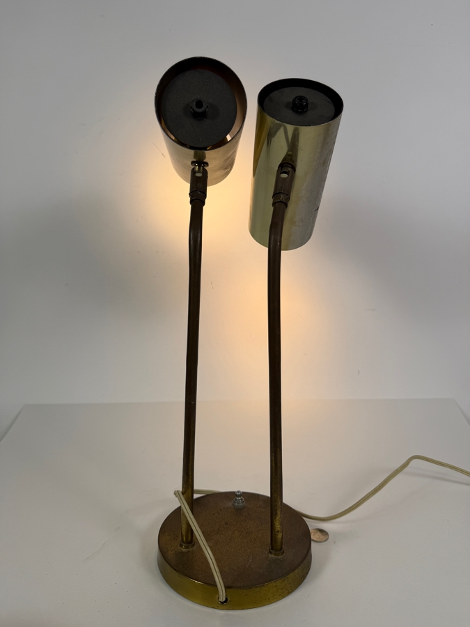 Vintage Koch And Lowy OMI Mid Century Modern Dual Cylinder Adjustable Brass Desk Lamp 18'H [Photo 6]