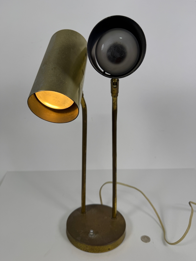 Vintage Koch And Lowy OMI Mid Century Modern Dual Cylinder Adjustable Brass Desk Lamp 18'H [Photo 11]