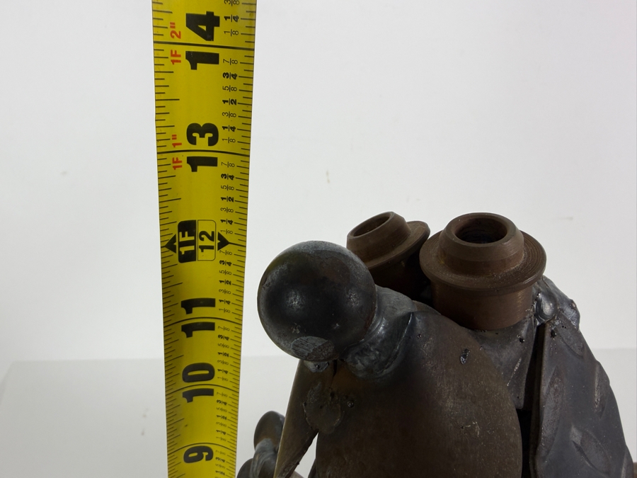 Vintage Folk Art Welded Scrap Metal Dog Sculpture With Bone 14'W X 7'D X 12'H [Photo 9]