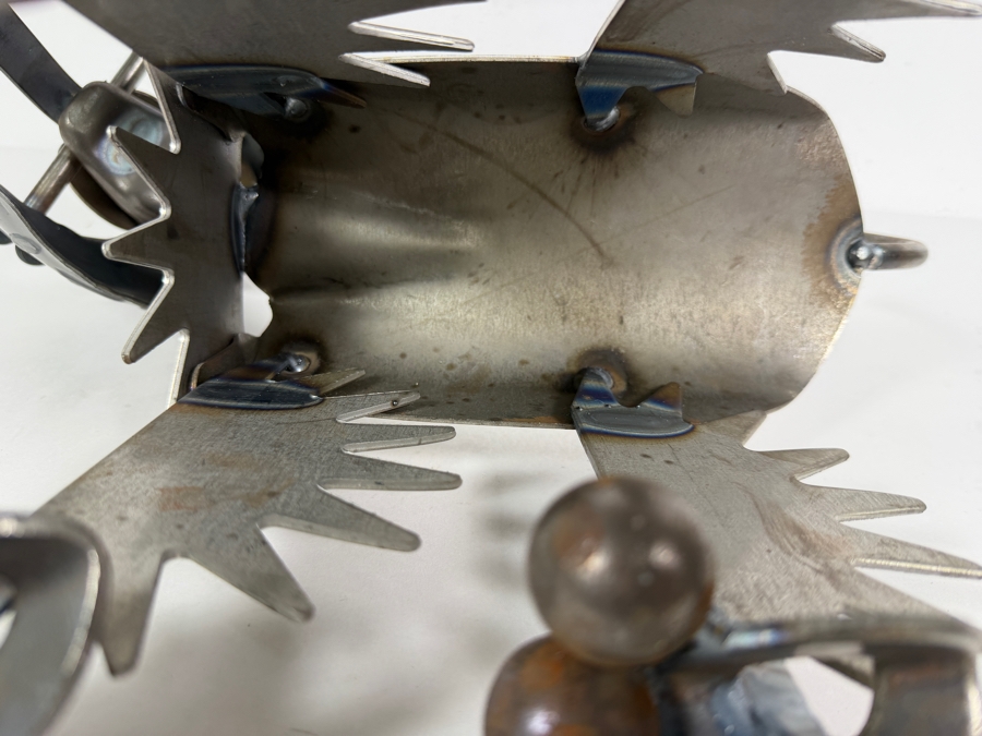 Vintage Folk Art Welded Scrap Metal Dog Sculpture With Bone 14'W X 7'D X 12'H [Photo 7]