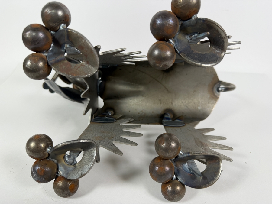 Vintage Folk Art Welded Scrap Metal Dog Sculpture With Bone 14'W X 7'D X 12'H [Photo 6]