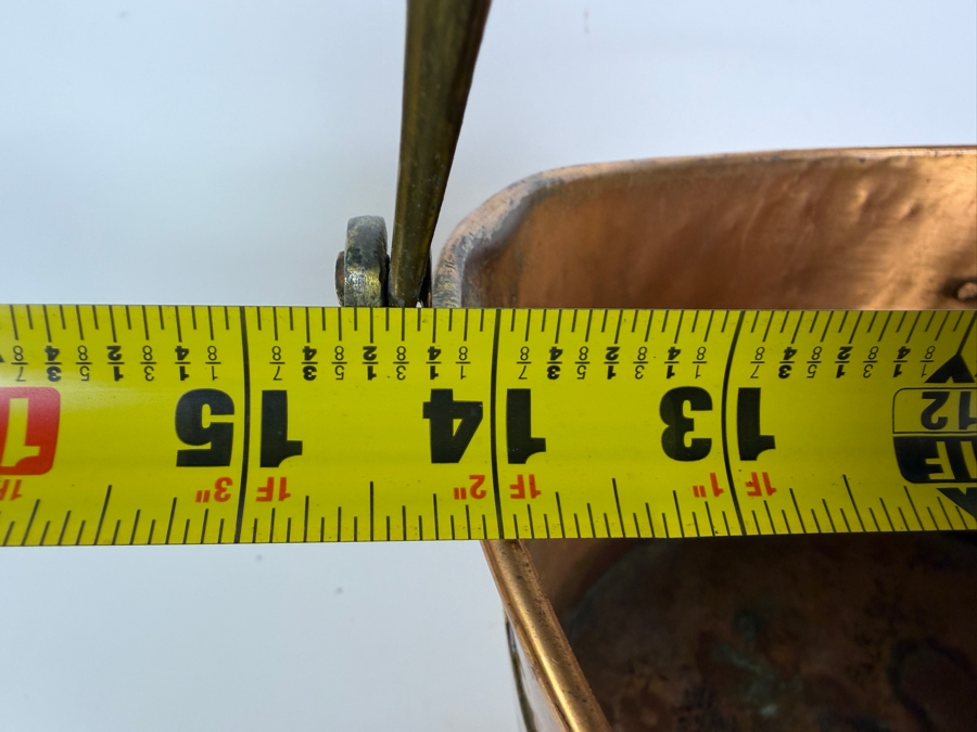 English Copper And Brass Coal Scuttle Bucket With Swing Handle 14'W X 18'H [Photo 7]