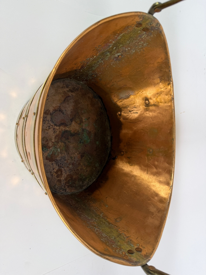 English Copper And Brass Coal Scuttle Bucket With Swing Handle 14'W X 18'H [Photo 2]